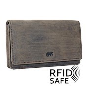 Bild von Naturleder Damenportemonnaie RFID safe Bear Design